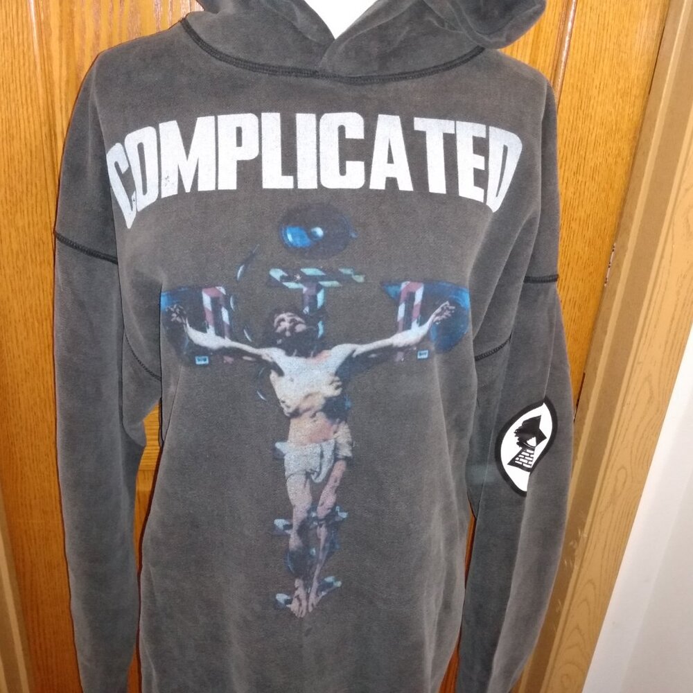 SizeL Saint Michael Complicated Jesus Christ Boombox Cross Hoodie All Seeing Eye - Picture 7 of 15
